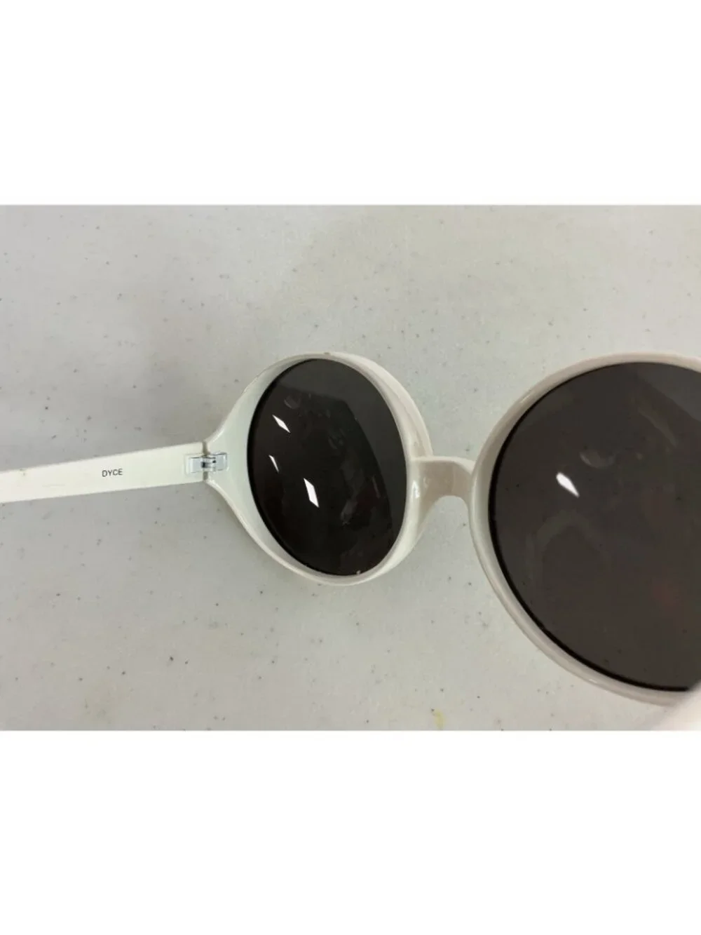 Vintage Dyce Large Round Lens White Sunglasses Retro Y2K